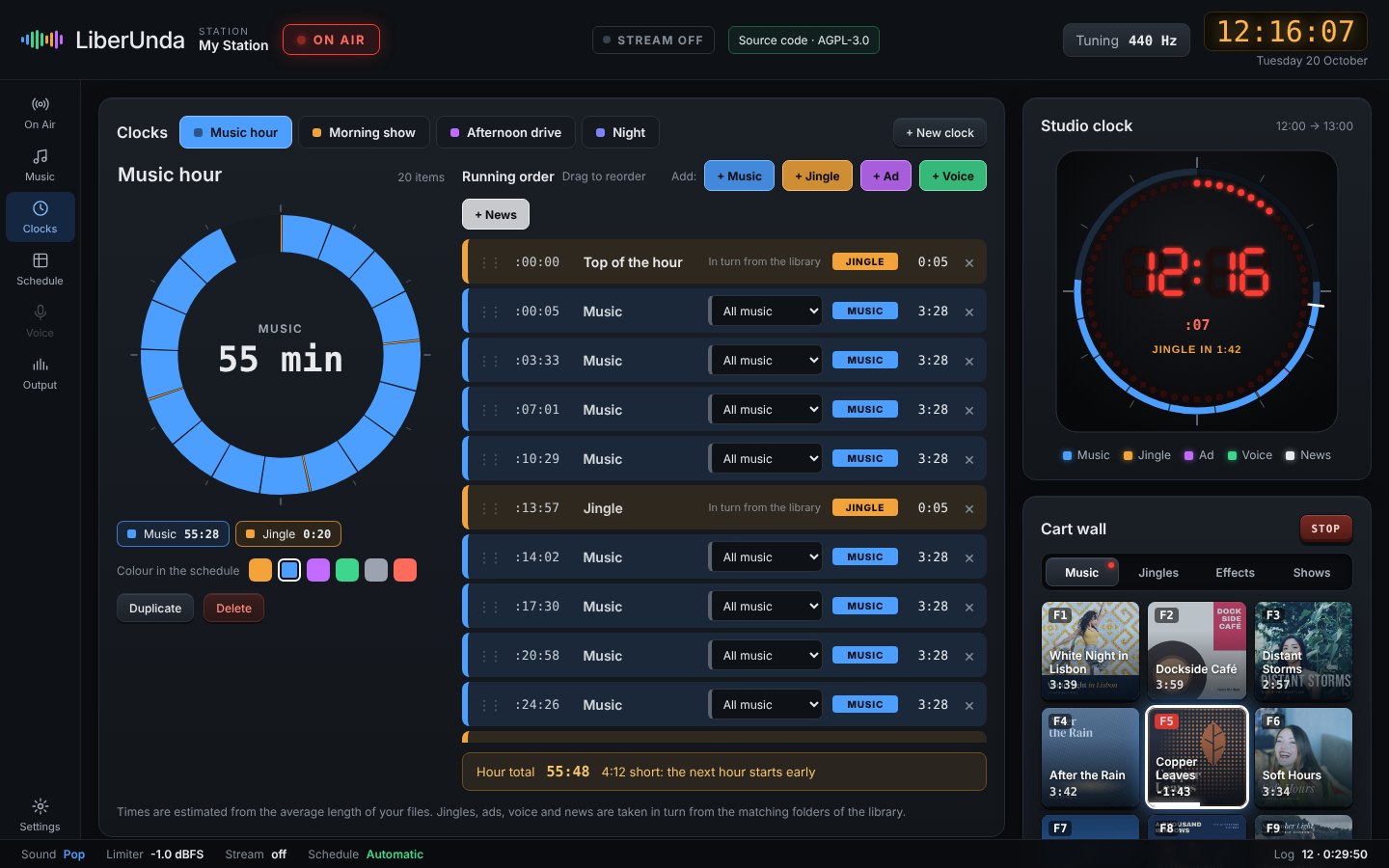 Hour clocks editor