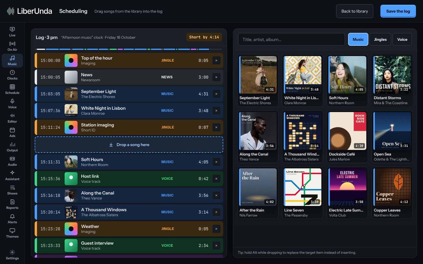 Drag-and-drop scheduling screen