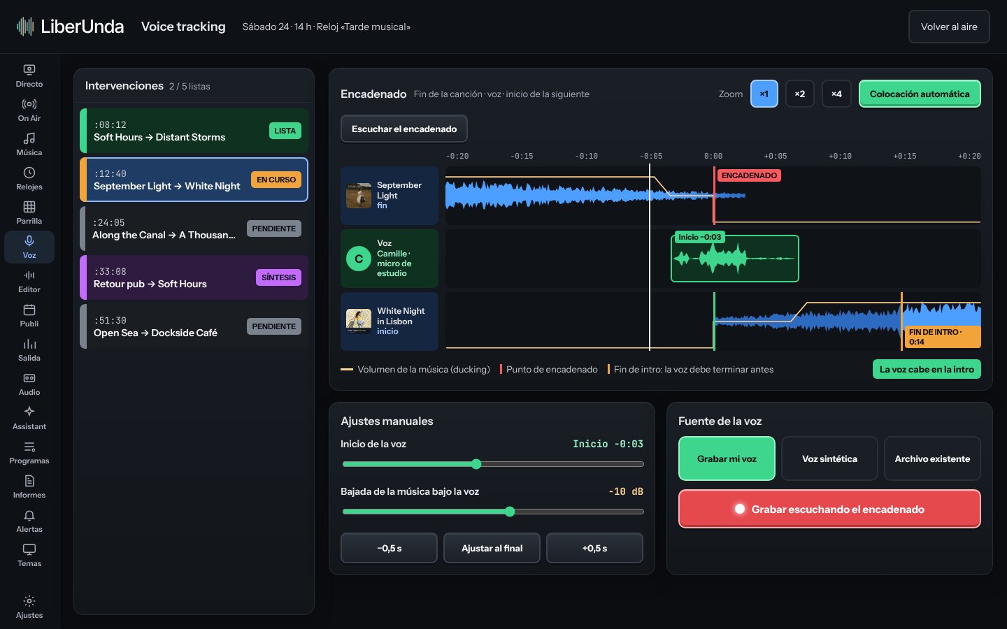 Editor de voice tracking